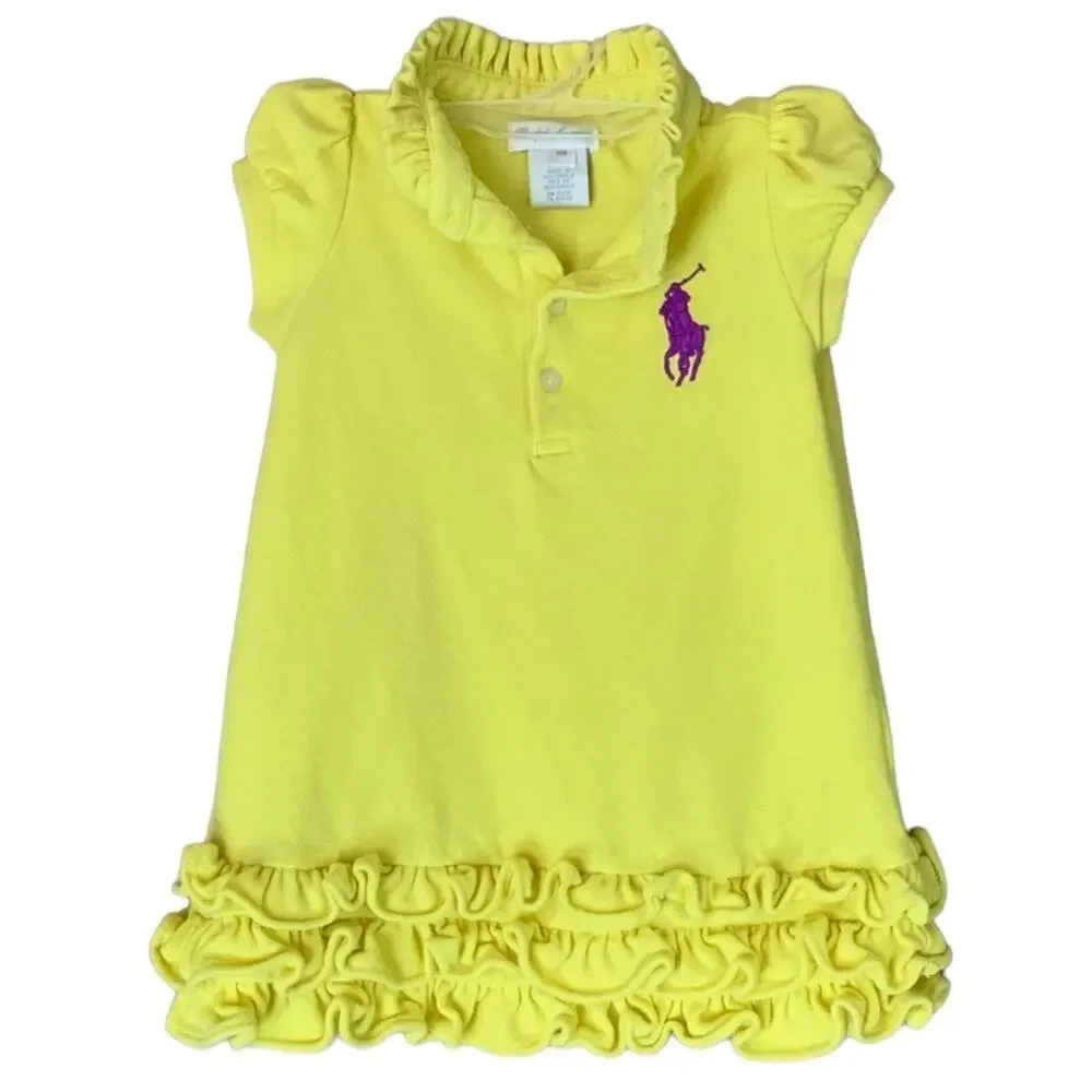 Ralph Lauren Cap Sleeve Ruffle Polo Dress Yellow Size 12m 12 months